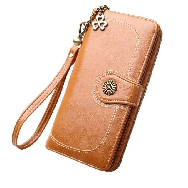 2018 New Vintage Button Phone Purses Women Wallets Female Purse Leather Brand Retro Ladies Long