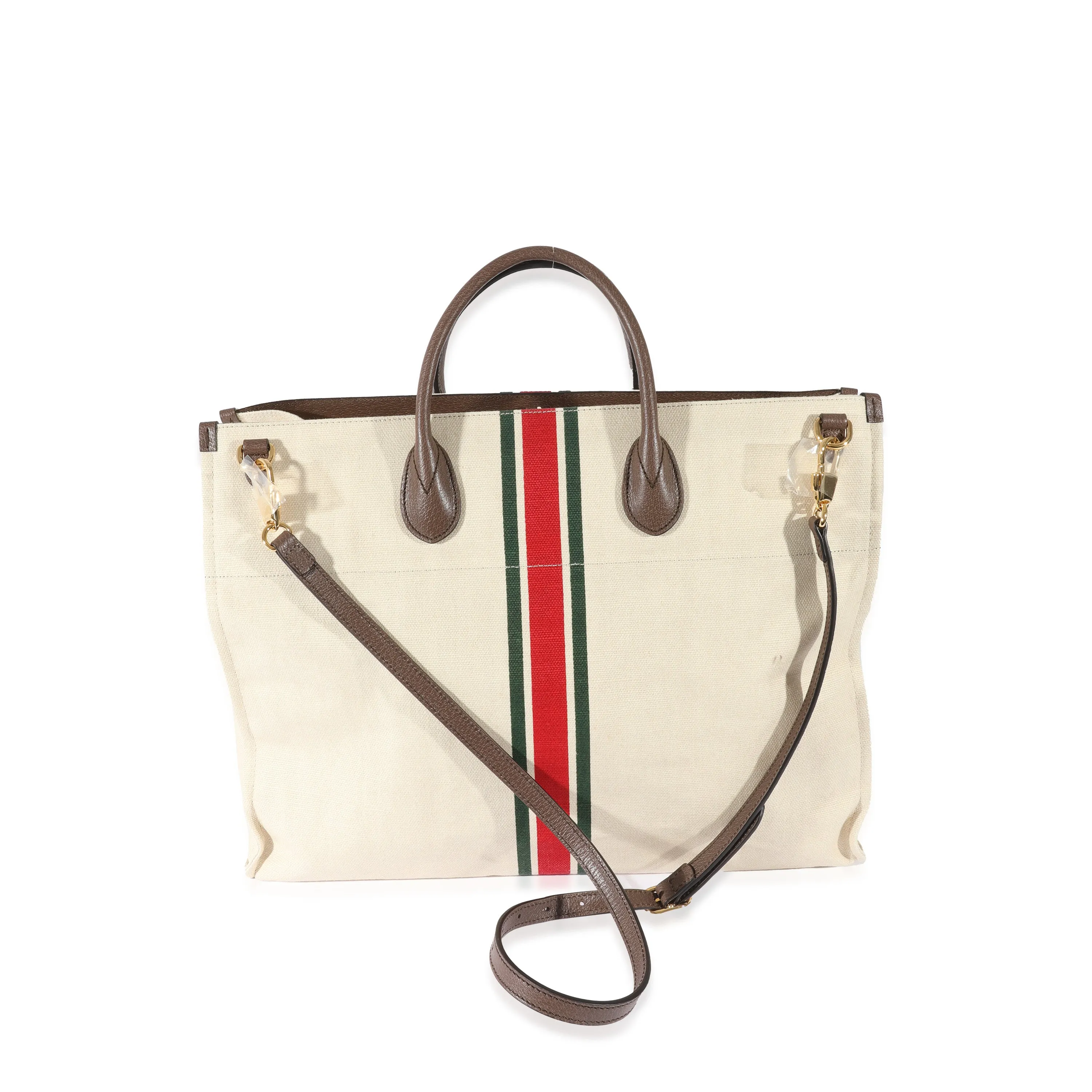 Beige Web Linen Foldable Tote