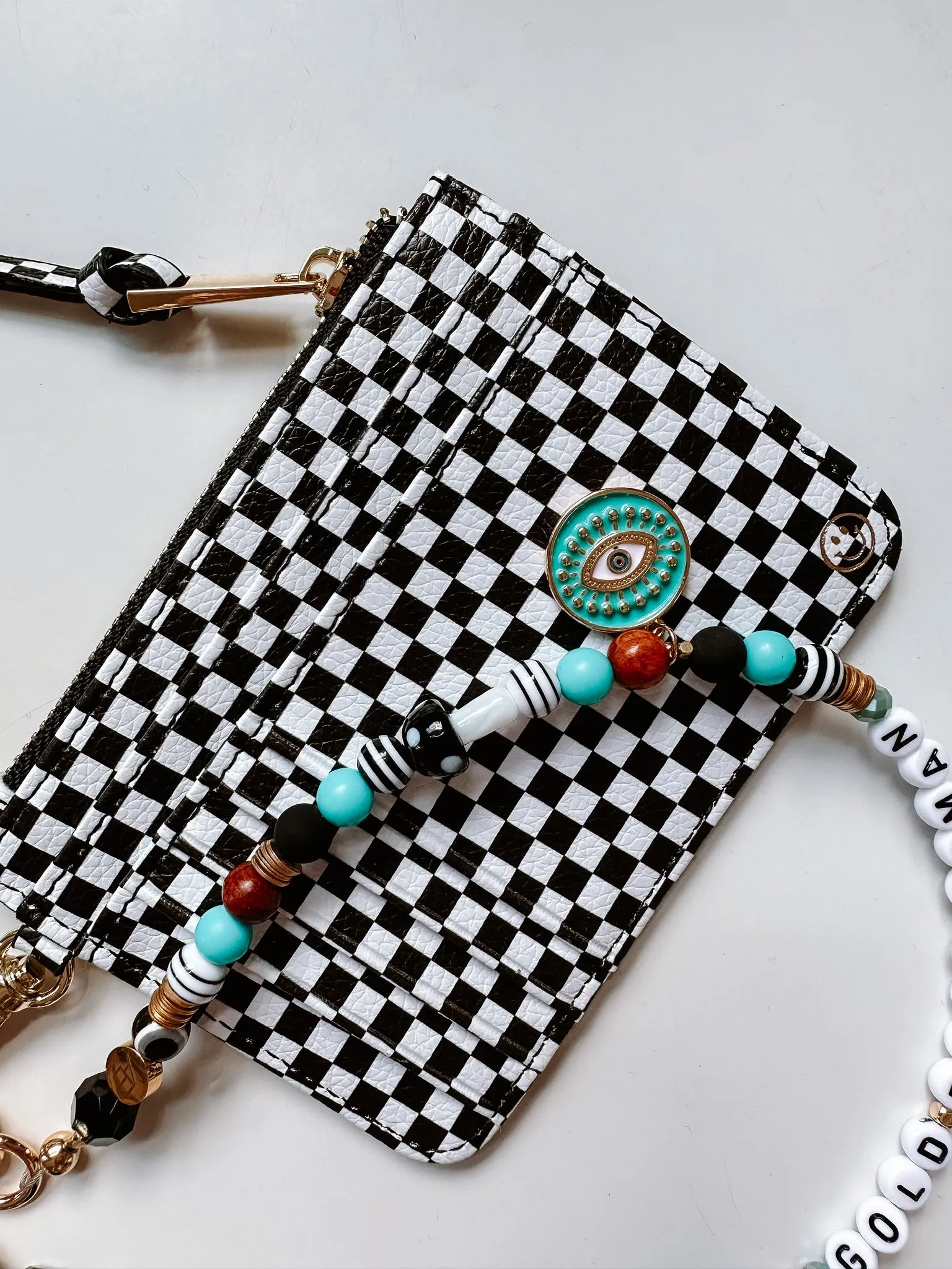Black Checkered Snap Wallet