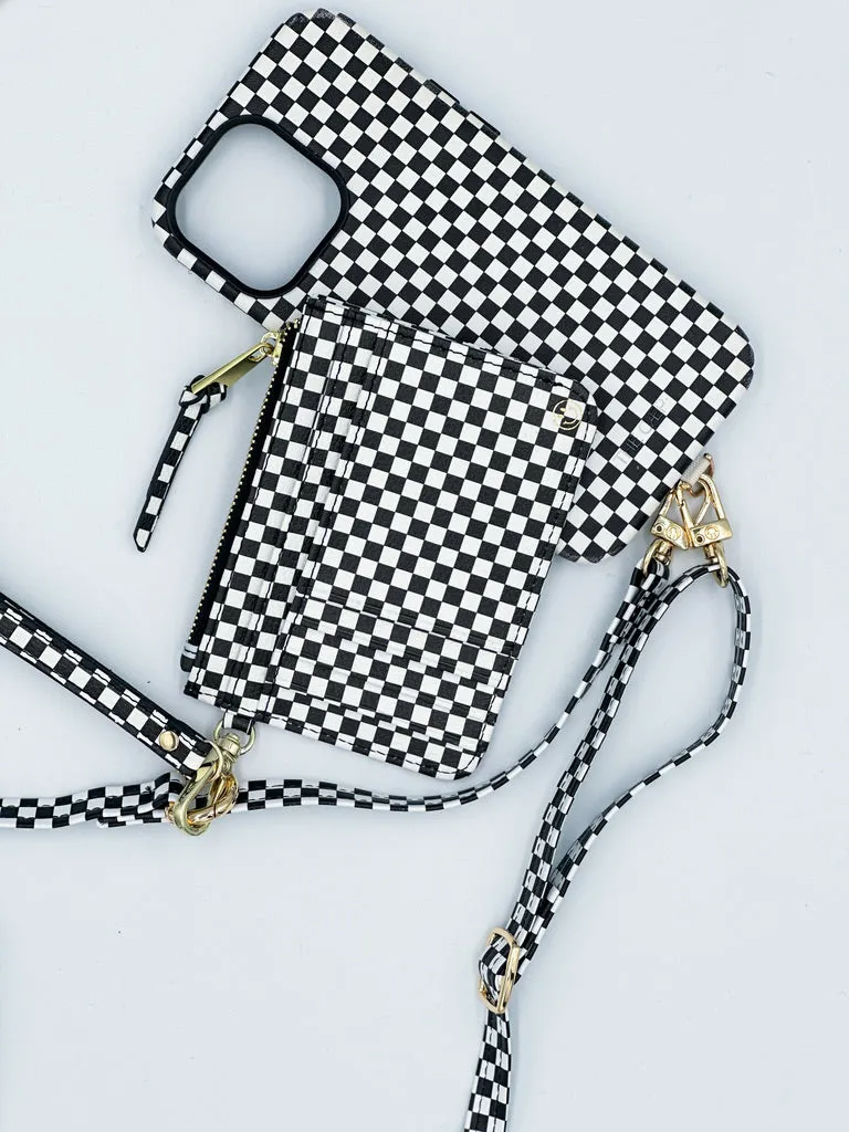 Black Checkered Snap Wallet