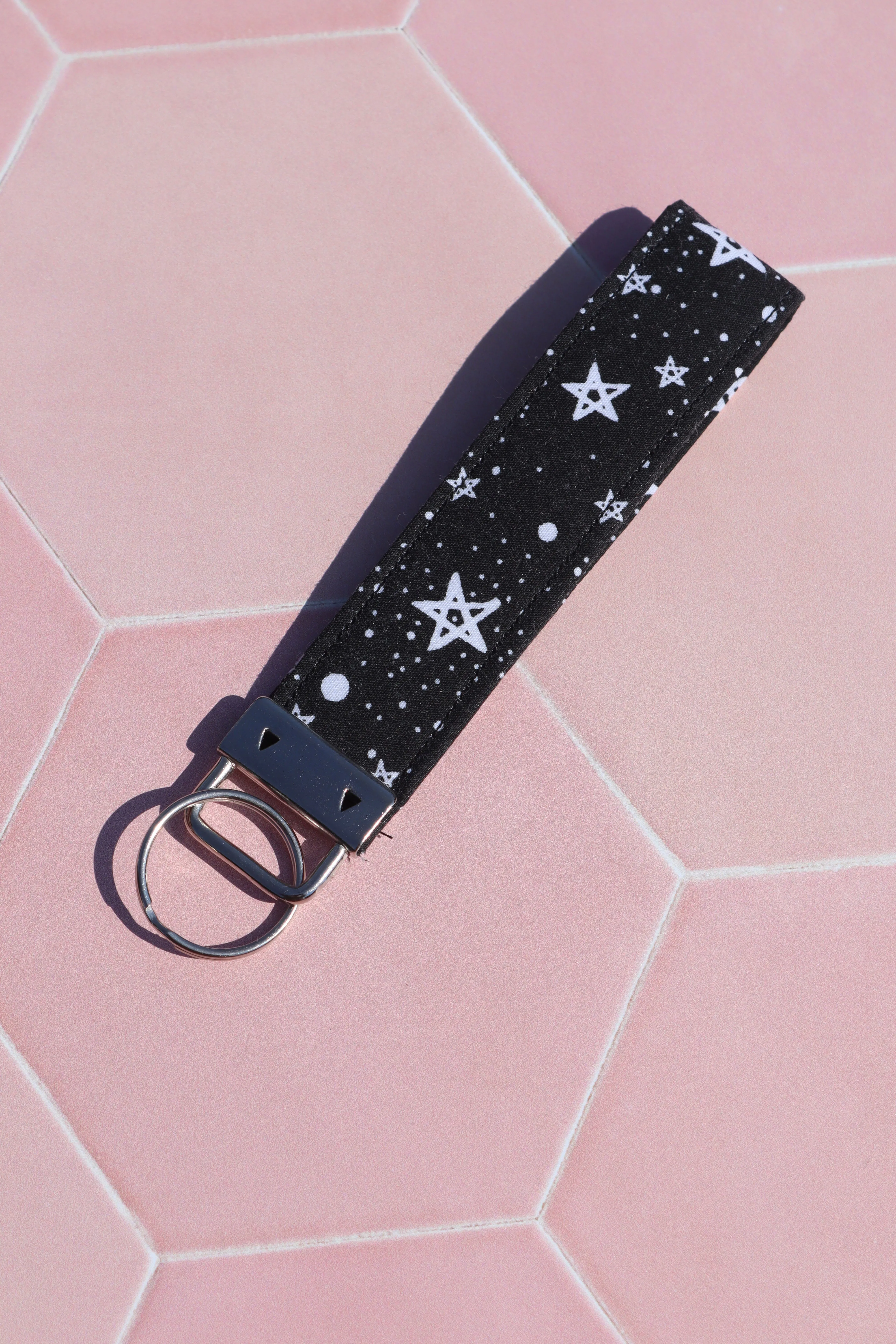 Black Starry Night Wristlet Keychain (small)