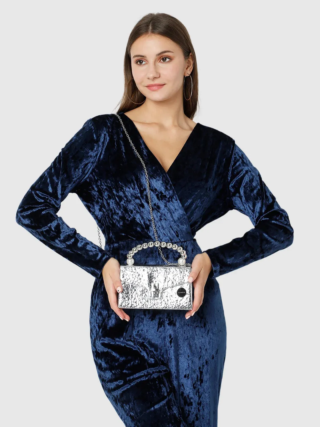 Caprese Lucy Pearl Clutch Small (E) Silver