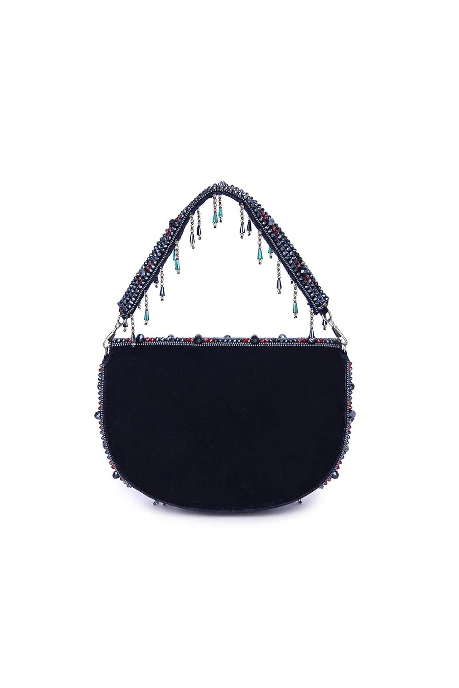 Dark Blue Zayena Hand-Embroidered Clutch