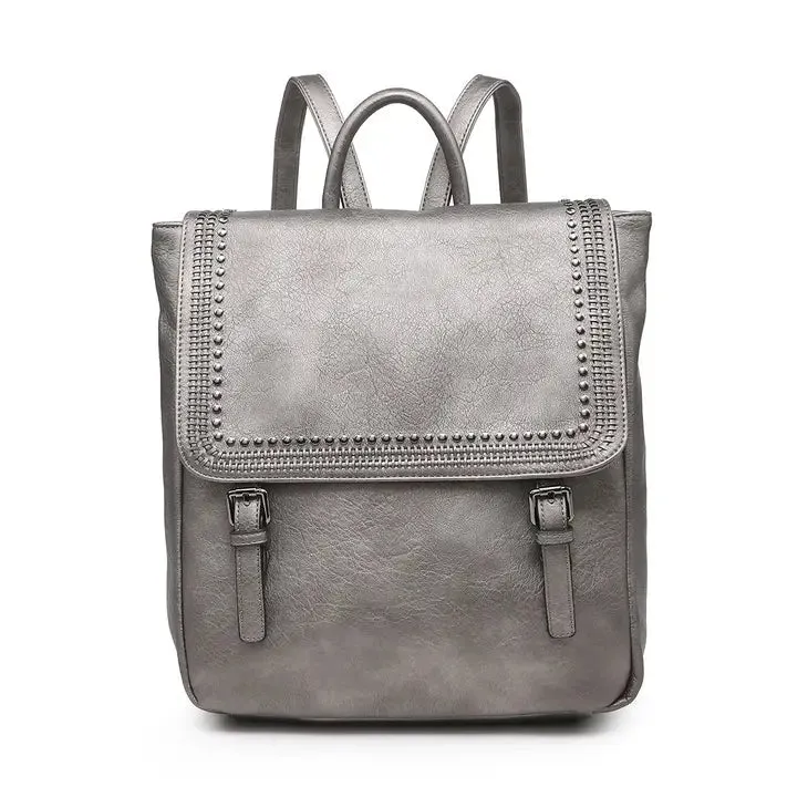 Jen & Co. Bag: Valerie Flapover Backpack w/Studded Details