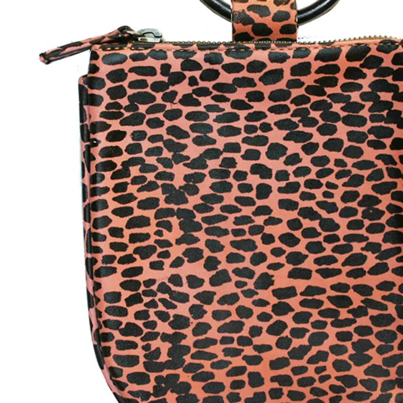 Mini Ring Wristlet - Pink & Black Abstract Animal