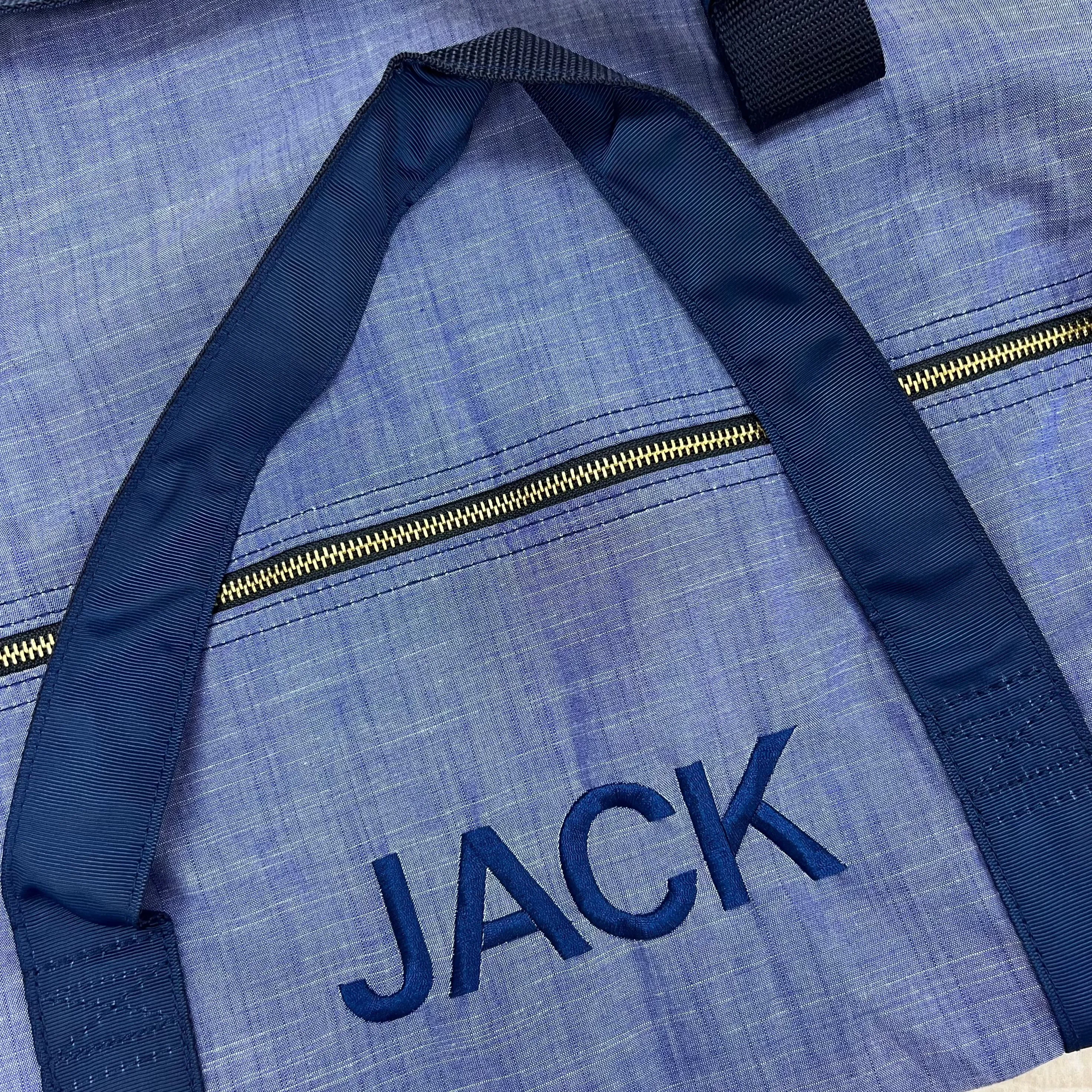 Personalized Chambray Blue Navy Duffel Bag