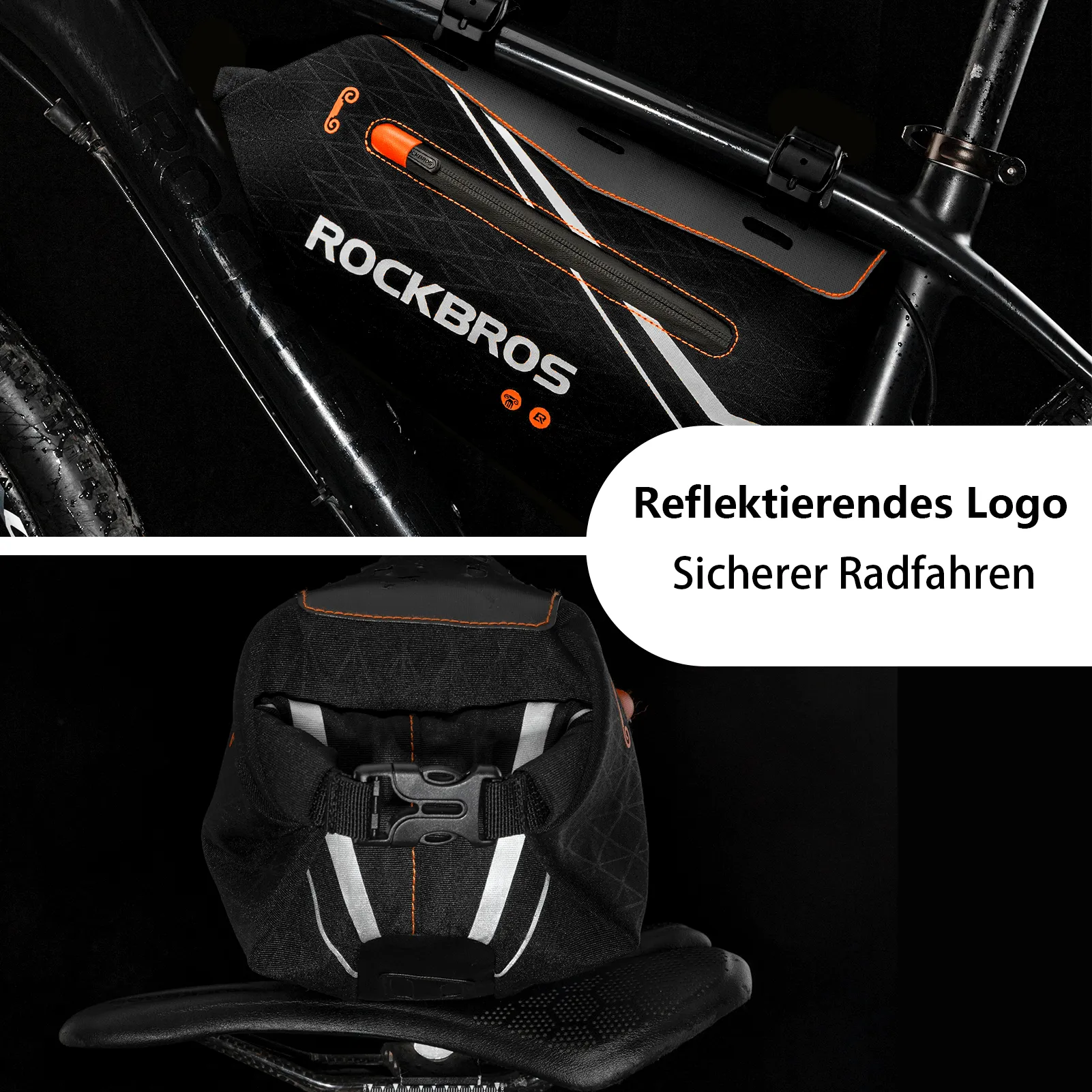 ROCKBROS Fahrrad Rahmentasche wasserdichte Dreiecktasche 3,5L Schwarz
