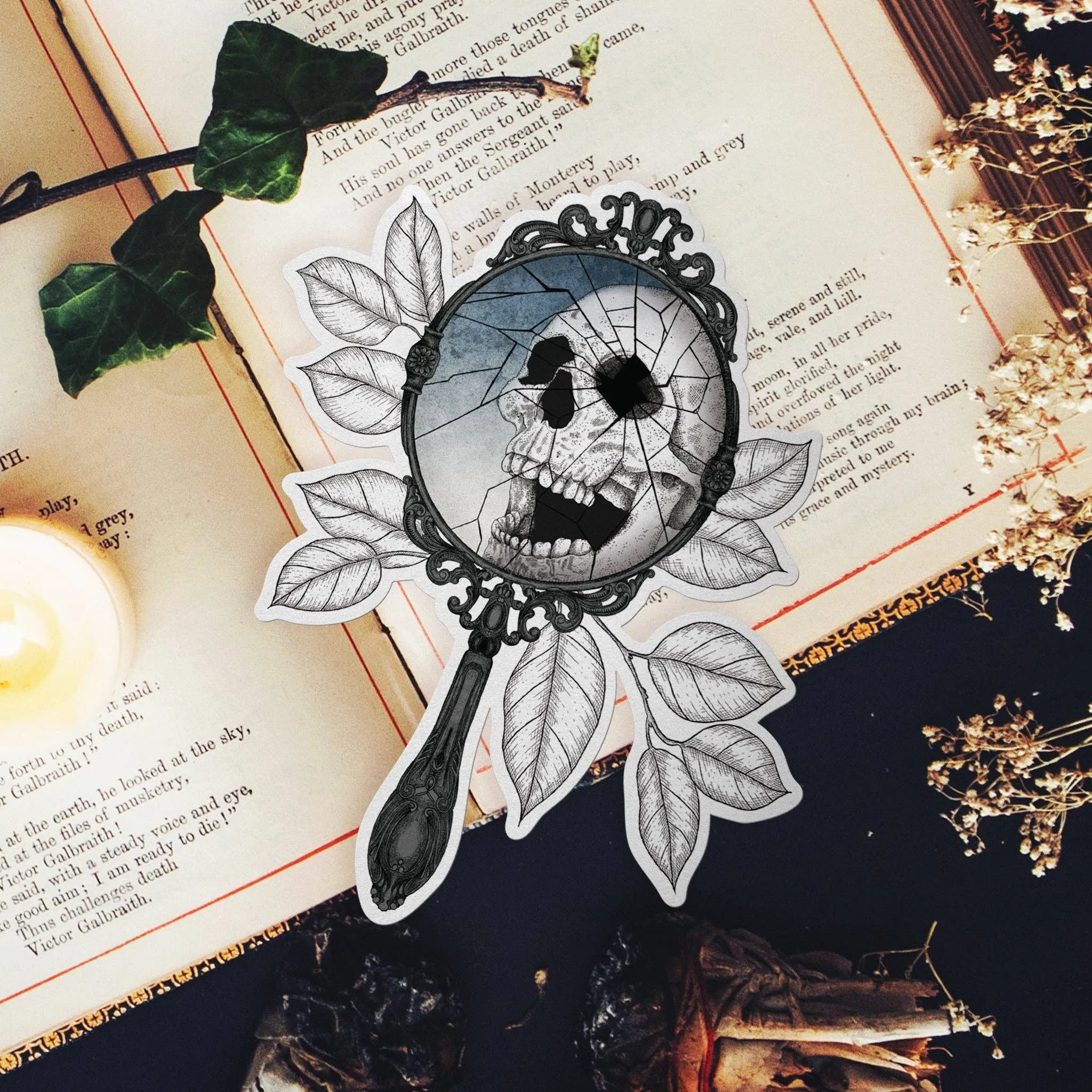 Skull Mirror - Vinyl Sticker