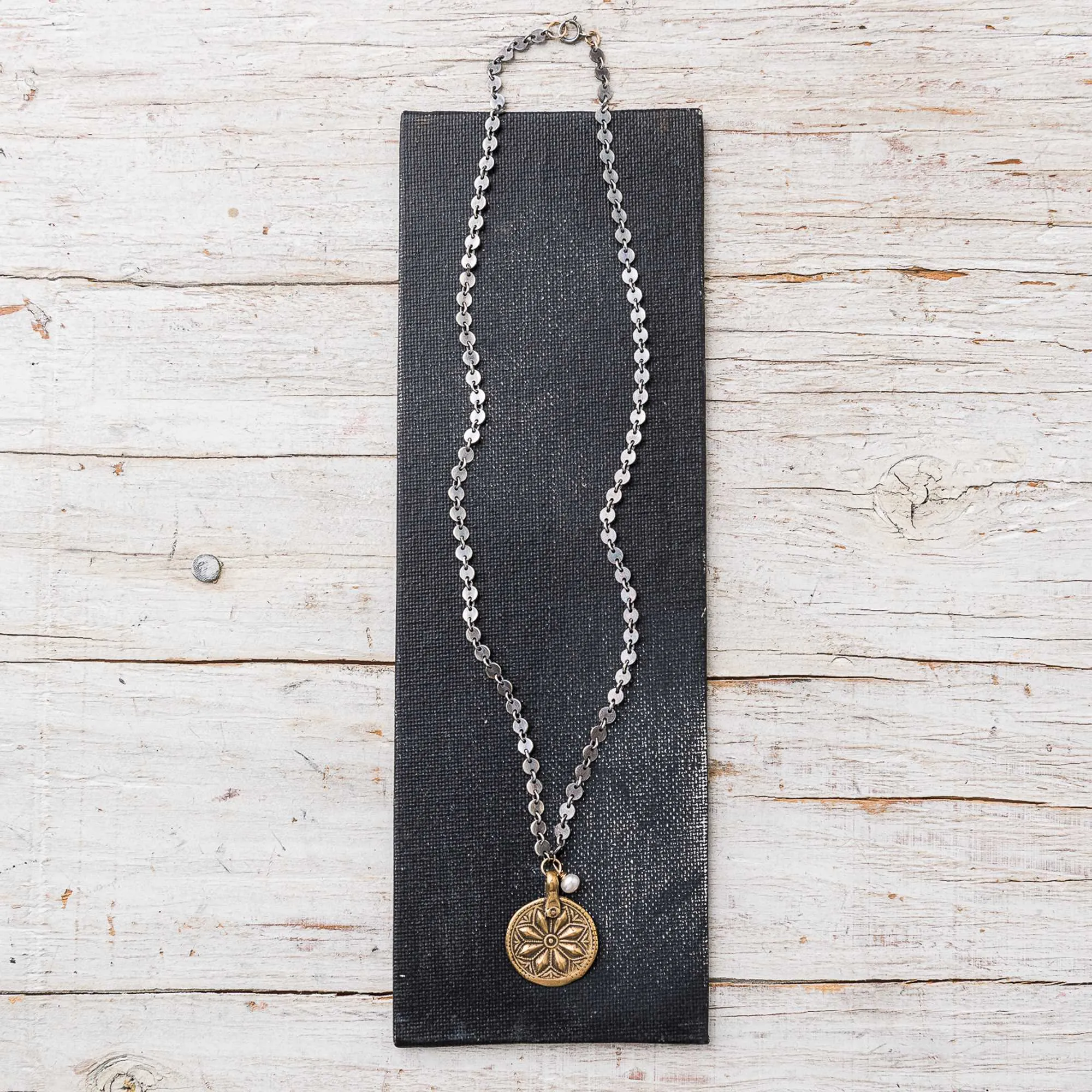 True North Necklace with Pearl on Disc Chain