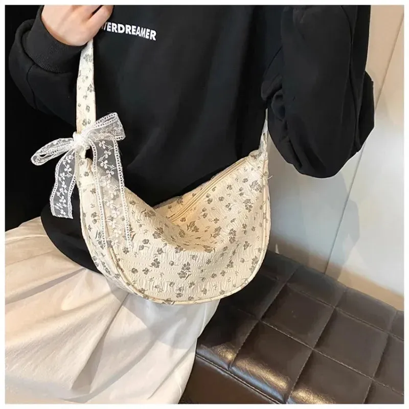 UAKISS  -  Bow Tie Shoulder Bag for Women Fashion Korean Style Flower Messenger Bag Casual Versatile High Capacity Aesthetic Bags