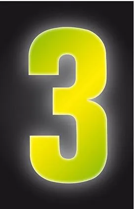 Wheelie Bin Sticker Yellow High Visibility Reflective - Number 3