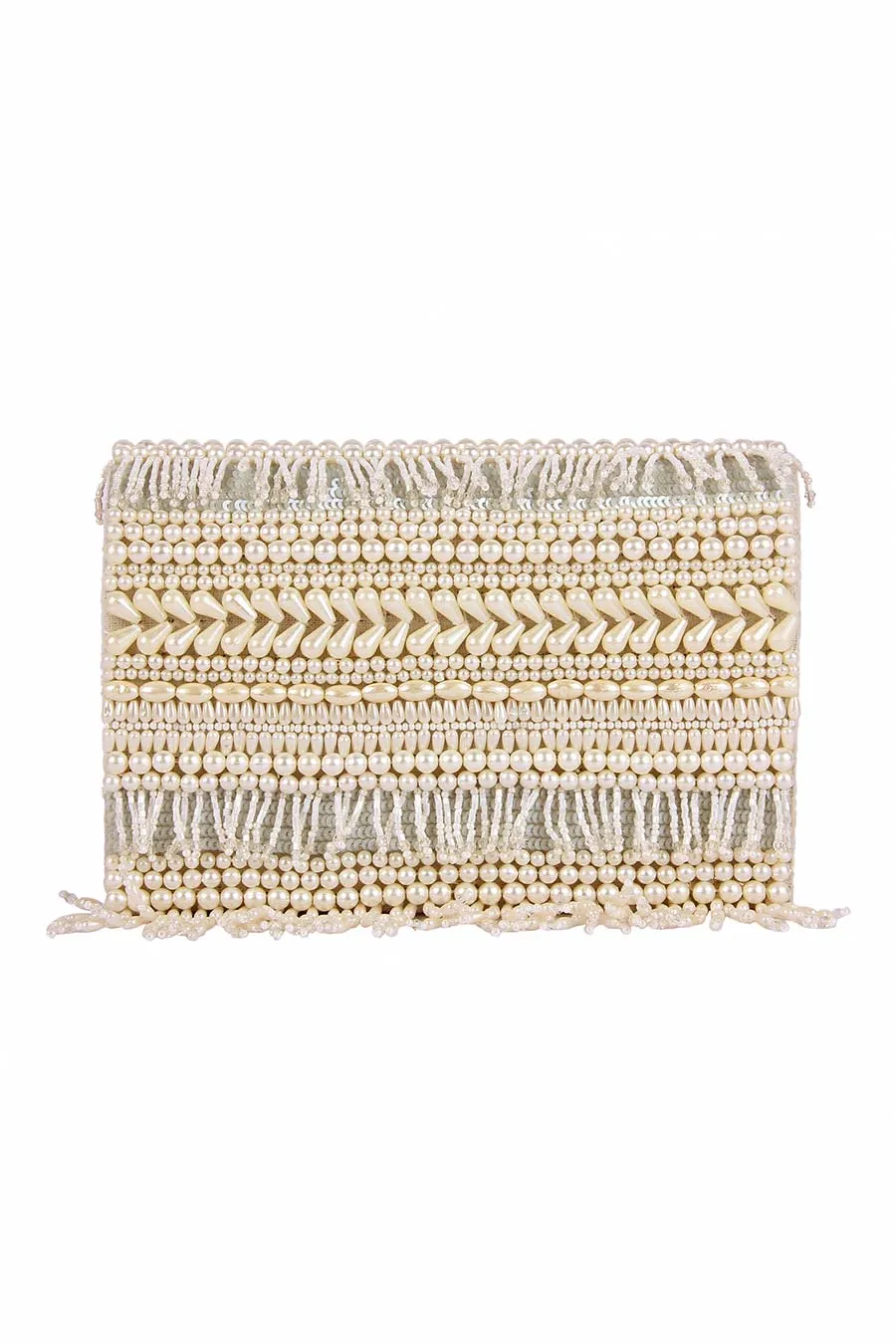 White Moteeiiyaa Embroidered Clutch