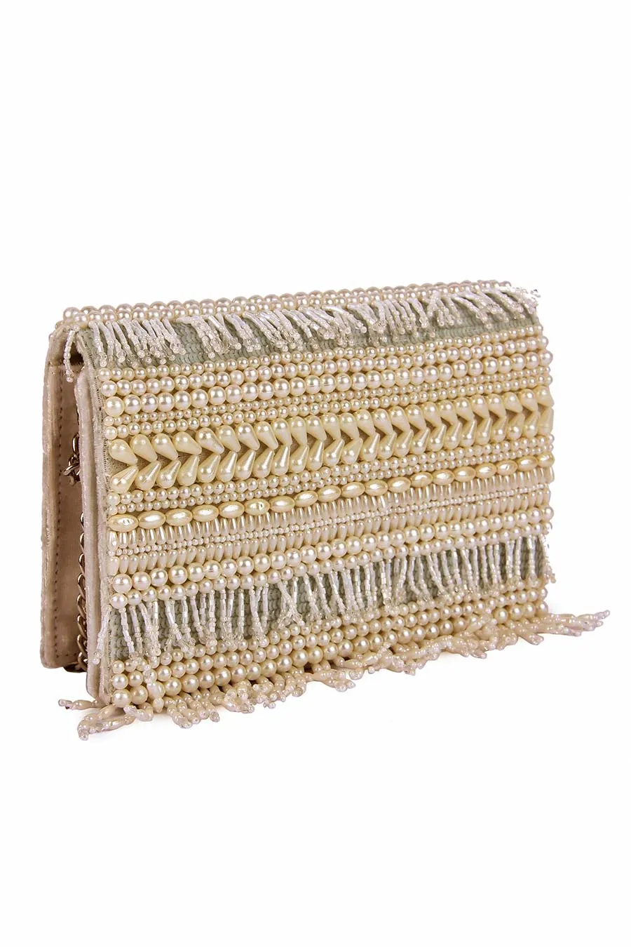 White Moteeiiyaa Embroidered Clutch