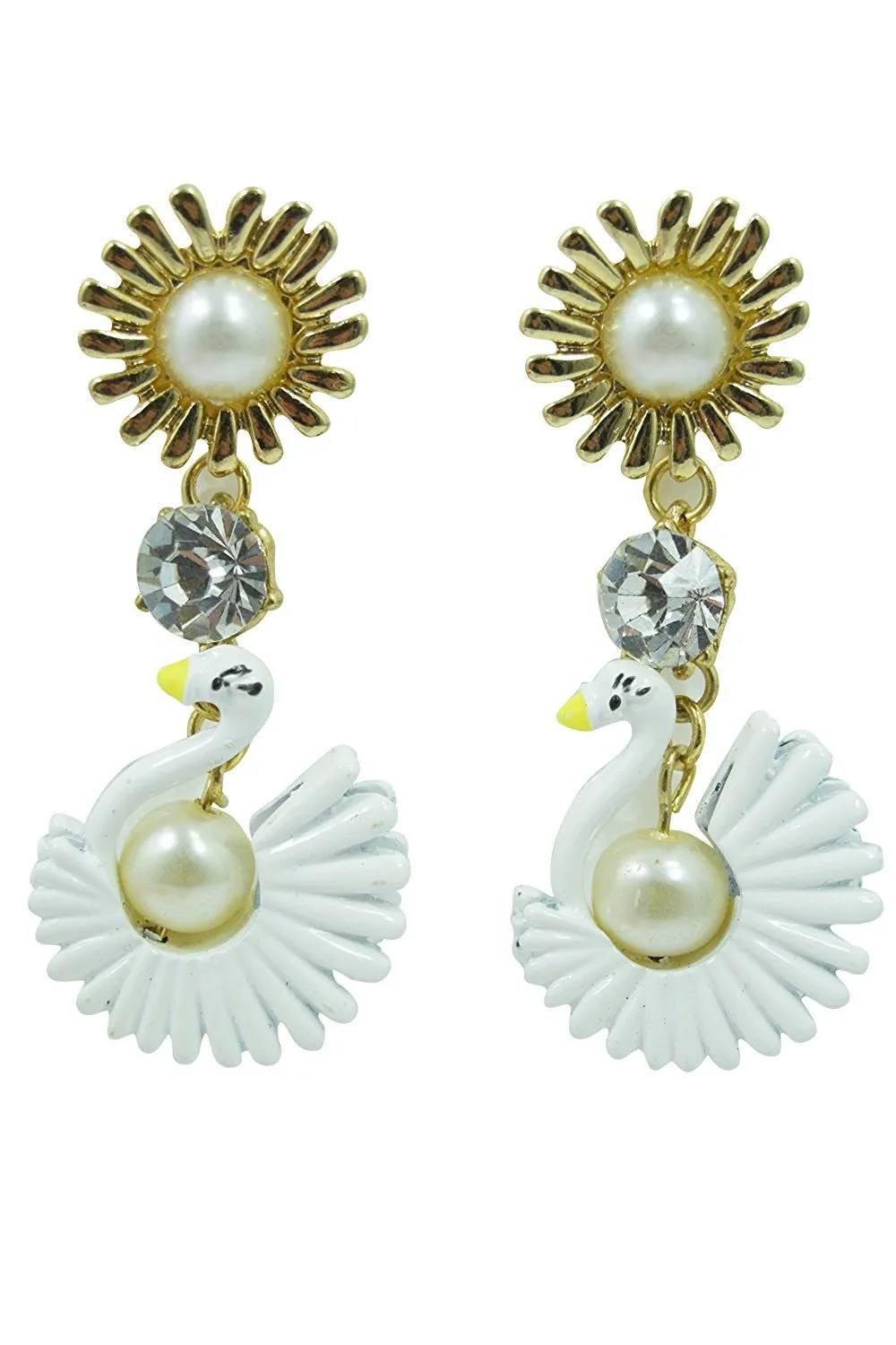 White Swan Whimsical Bird Earrings